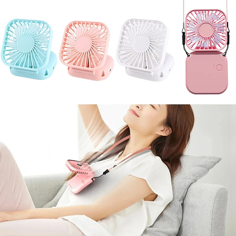 Mini ventilatore pieghevole da appendere al collo Ventilatore portatile pieghevole Mini ventilatore personale pieghevole, ricarica USB a 3 velocità per strumento di raffreddamento da viaggio