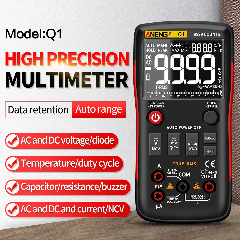 ANENG Q1 Digital Multimeter Voltage Meter Tester Professional Multimetro DIY Transistor Capacitor NCV Testers Lcr Meter