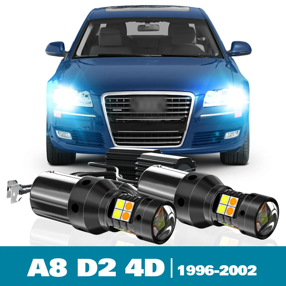 

2pcs LED Dual Mode Turn Signal+Daytime Running Light DRL Canbus For Audi A8 D2 4D Accessories 1996-2002 1997 1998 1999 2000 2001