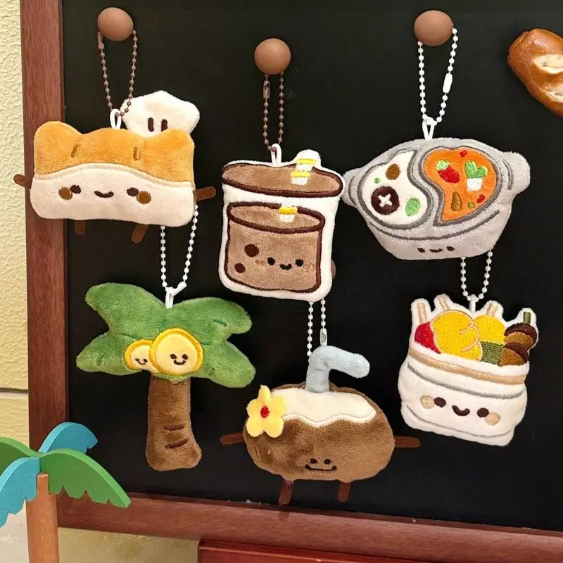 1/2 pezzi cartone animato simulato cibo figurine portachiavi in peluche divertente bambola di pezza morbida giocattolo zaino appeso decorazione accessori regali