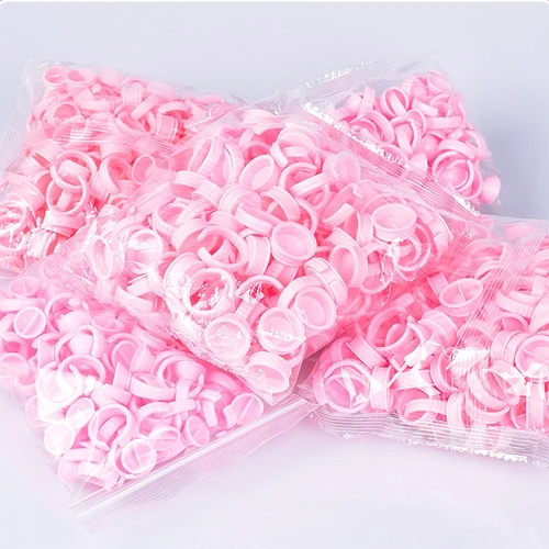 100 Uds. Tapas de tinta de tatuaje desechables Microblading pigmento permanente tapa anillo maquillaje pegamento para pestañas Gel de uñas tatuaje anillo taza contenedor