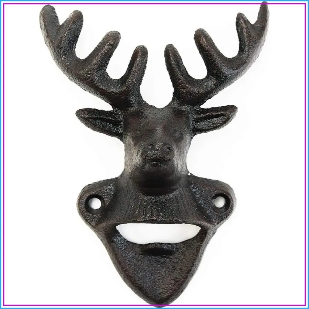 

Wall Mounted Bottle Opener, Cast Iron Deer Head, Beer Coke Cap Opener, Vintage Rustic Wall Hanging, Bar Farmhouse Decor, Practical Gift