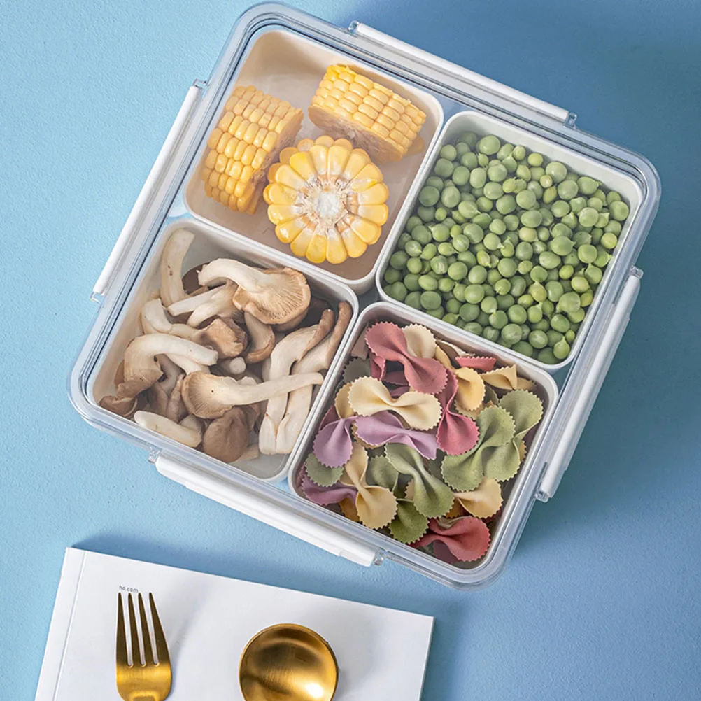 

Four Grid Dried Fruit Plate Tray Dried Fruit Plate Snack Storage Serving Home Party Restaurant Sealed Box Kitchen Bar