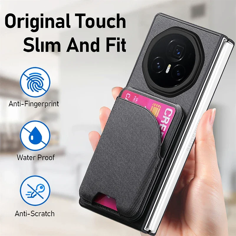 Case For Honor Magic V6 V5 V3 Cowboy Diagonal Fabric Separation Magnetic Card insertion Shockproof Mobile Phone Case Cover