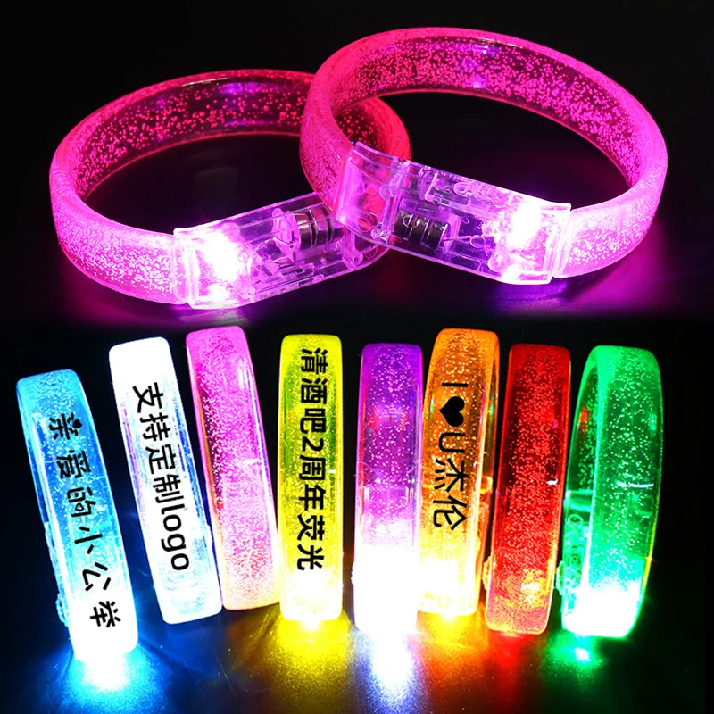 20/60Pcs Glow LED Bracelet Personalized Customized Flash Bracelet Glow Wristband Glow in The Dark Party Supplies Kids Adults