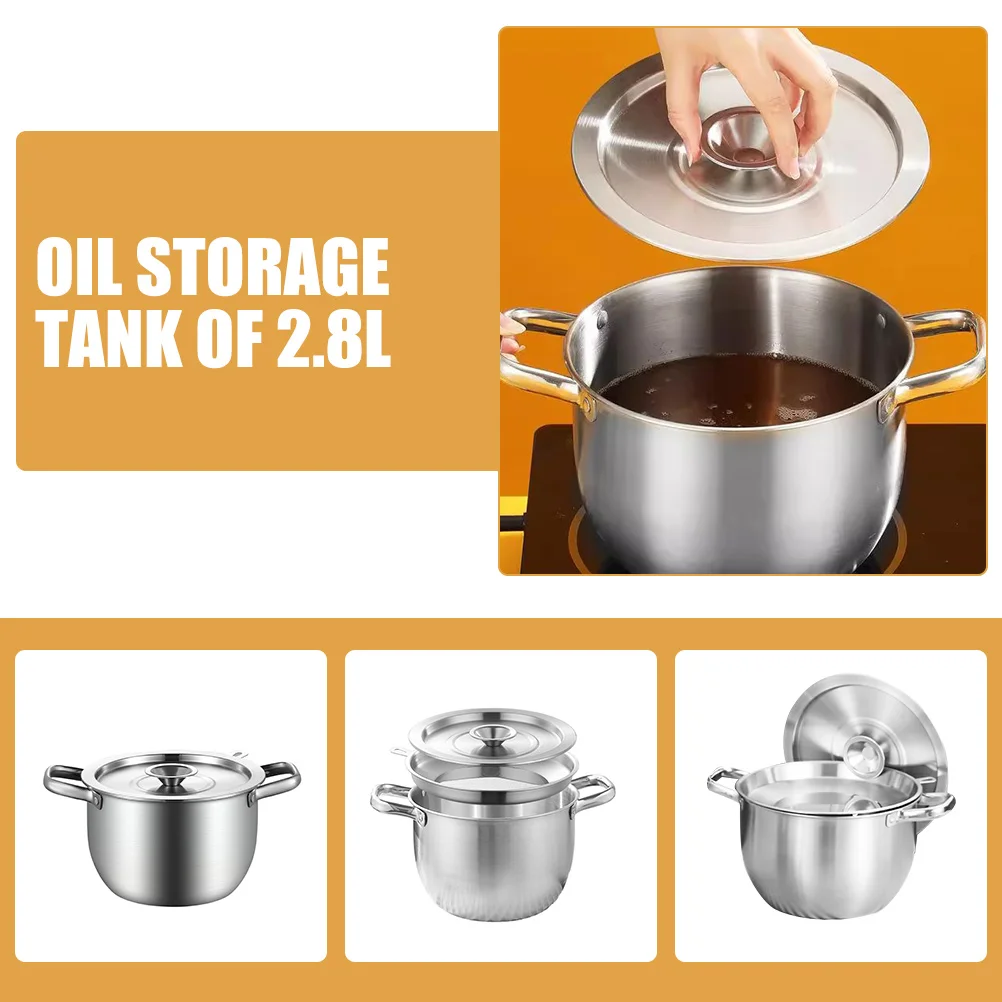 

Stainless Steel 2 8L Oil Storage Tank Fine Mesh Grease Saver Container High Temperature Filter Kitchen Used Oil