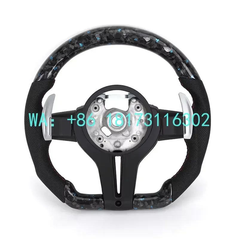 China Plant 2026 With Blue M1 M2 Button Forged Carbon Fiber LED Steering Wheel F01 F10 F15 F20 F25 F30 F36 M3 F80 M4 F82