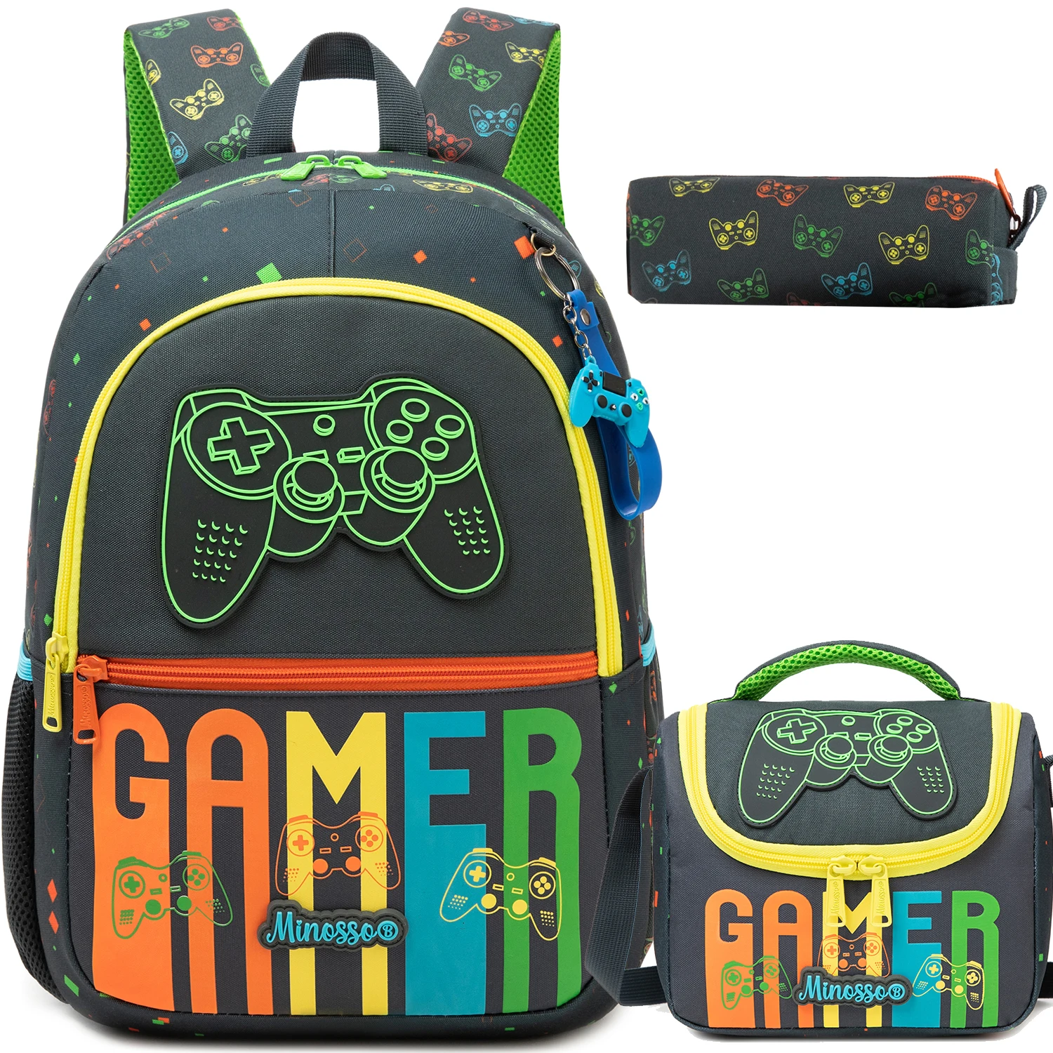 

Backpack for Boys with Lunch Bag Pencil Case School Bags Sets for Boys 3pcs for Elementary Student Teen
