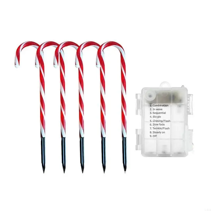L43A Christmas Candy Cane Lights Set Led Solar or Battery Powered Light Landscape