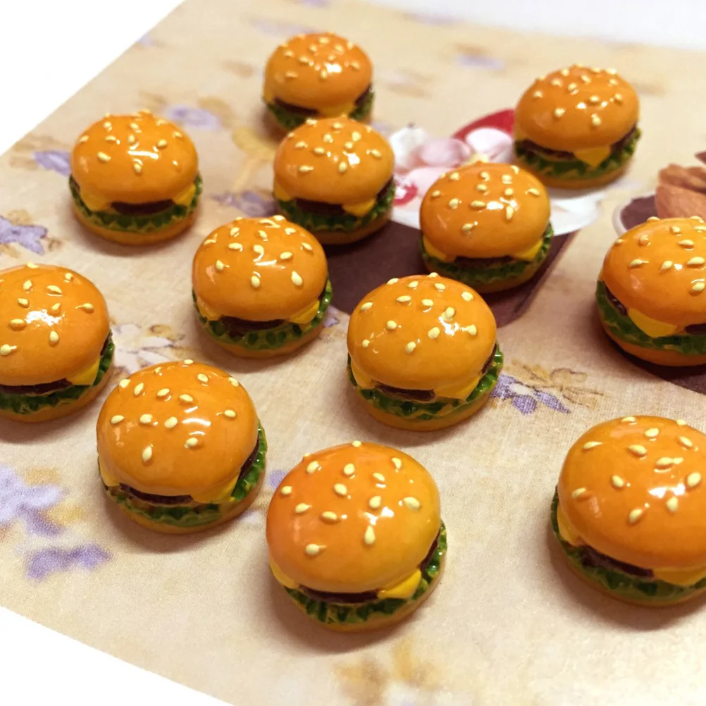 

30 Pcs Simulation Burger Kid's Toy Artificial Food Models Decorate Kitchen Decoration Resin Burgers Party Decorations