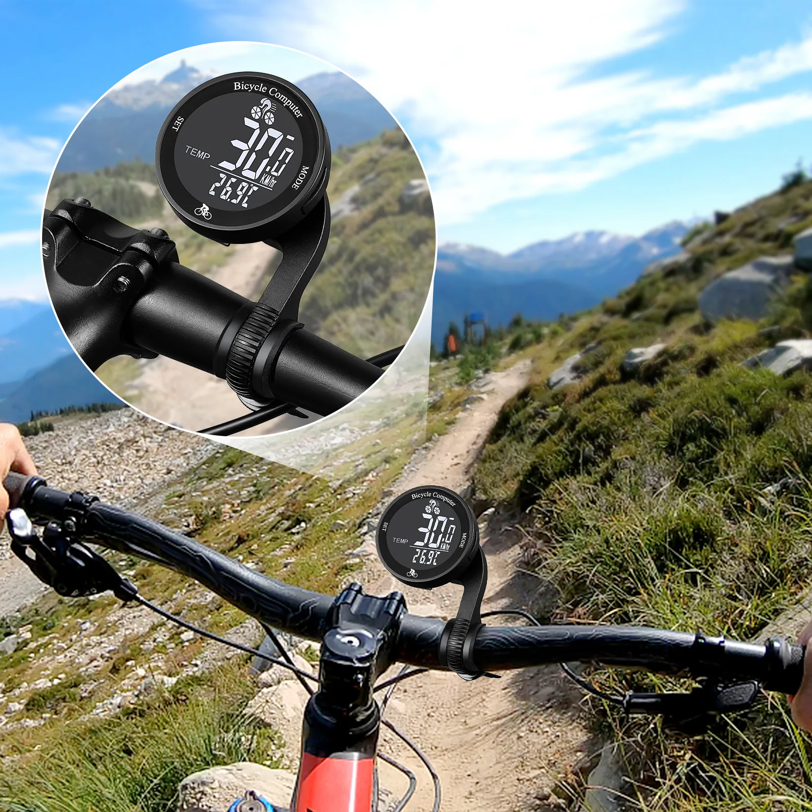 Compteur Vélo Sans Fil Étanché Grand Écran Rond – Multifonction 20 Fonctions – Vitesse Distance Calories – Écran 5,1 Cm Lumineux