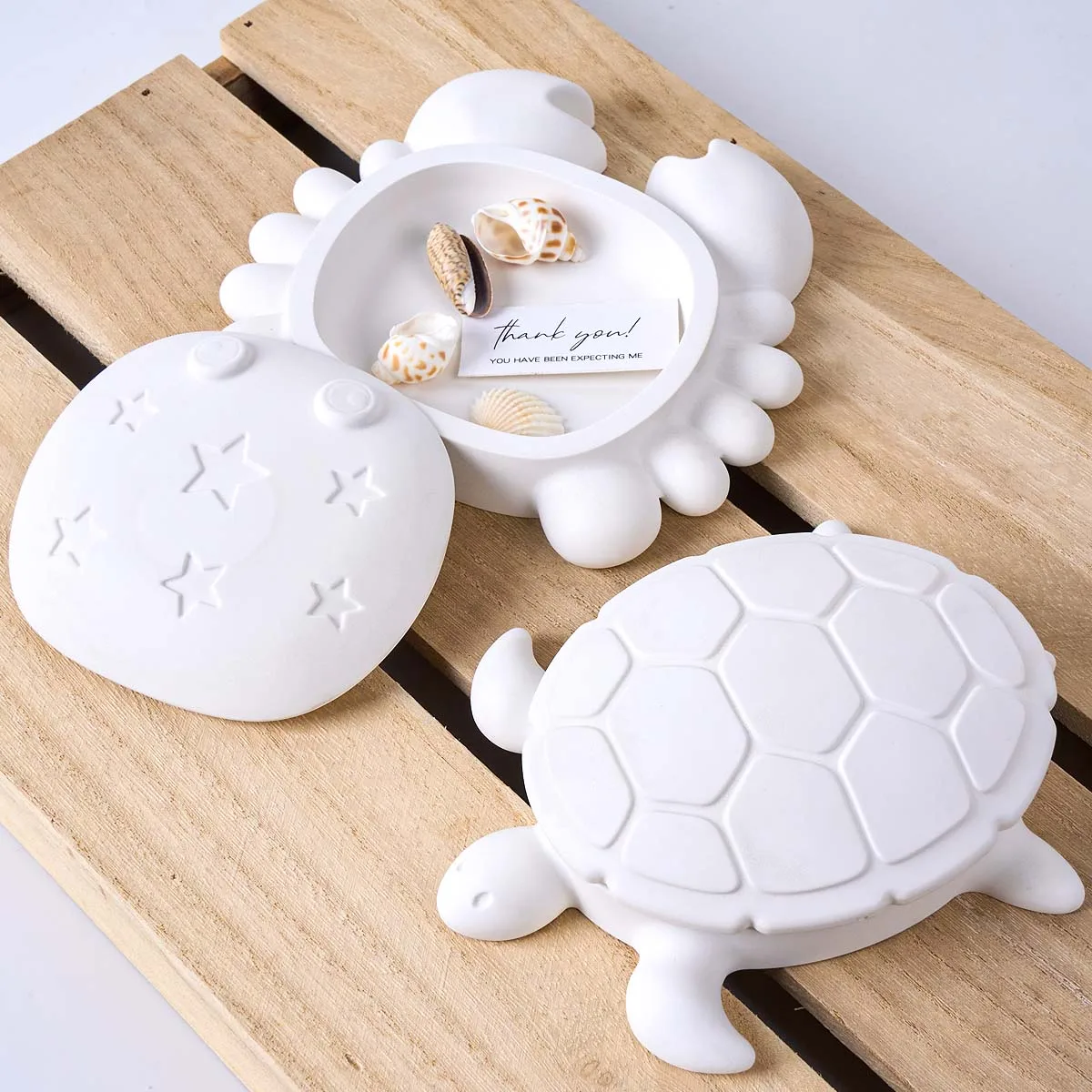Crab Turtle Storage Box Silicone Mold DIY with Lid Plaster Concrete Resin Jewelry Display Plate Tray Craft Casting Molds Home De