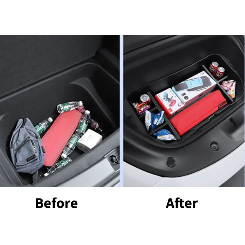 Front Storage Box For Tesla Model Y/3 Juniper 2023-2026 Car Interior Frunk Storage Accessories Waterproof Body Kits Tuning
