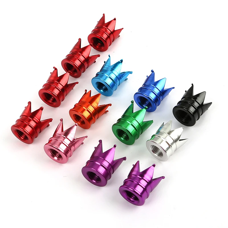 1/4PCS Crown Car Wheel Tyre Tire Air Valve Stem Cap Dust Cover Aluminum Car Tire Valve Caps Decorative Auto Decoration