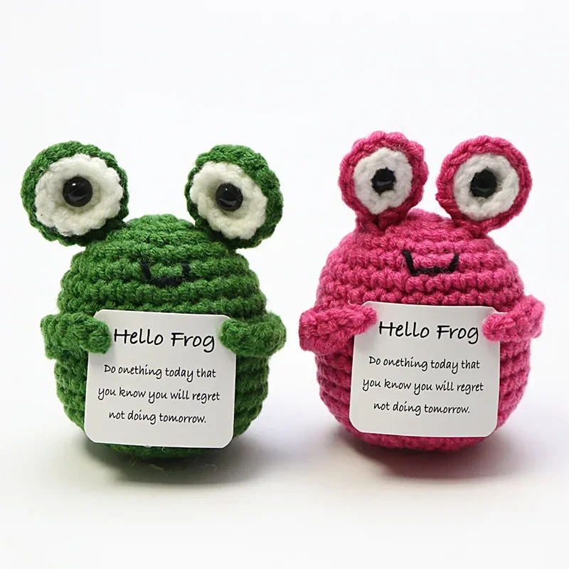 Funny Crochet Animal Cute Handwoven Doll Knitted Frog Toy Crochet Emotional Support Home Car Decor Funny Gifts