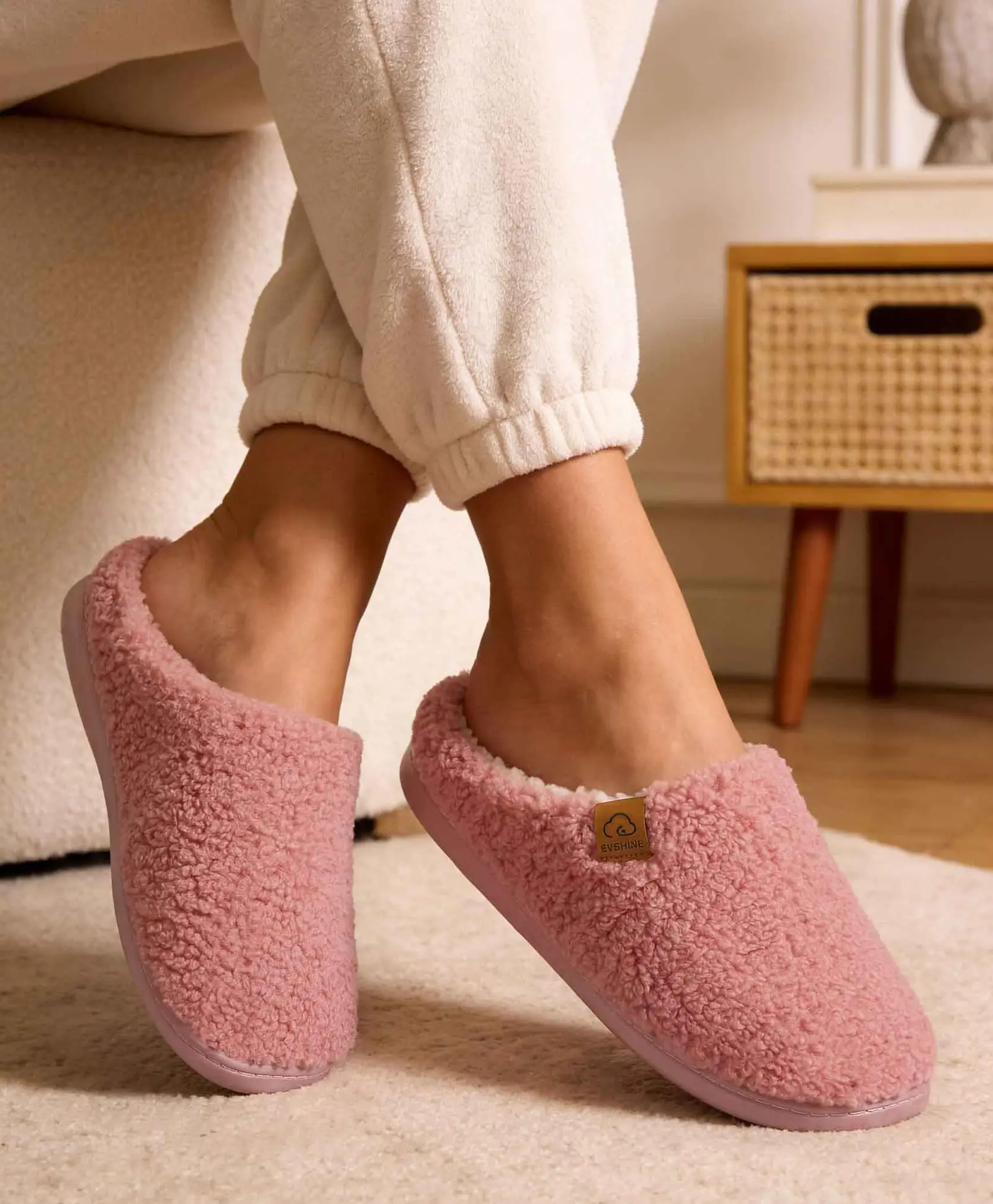 Comwarm Lockige Fleece-Hausschuhe für Damen, Memory-Schaum-Hausschuhe, Schlafzimmer-Slipper, Fellfutter, gemütliche, warme Damen-Hausschuhe – Detail 21