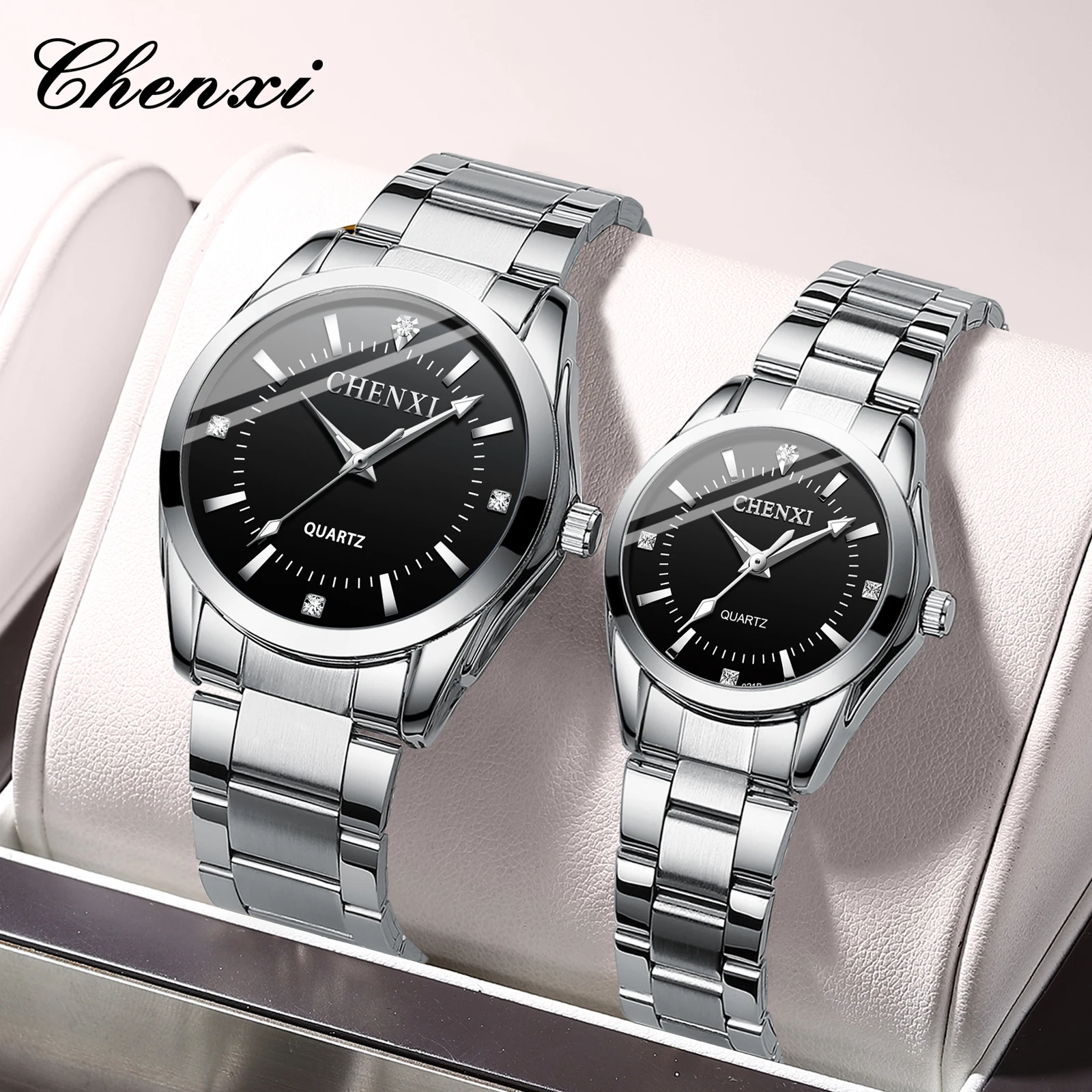 

CHENXI 021B для влюбленных, новые кварцевые часы, женские повседневные часы из 1 шт., водонепроницаемые часы, мужские модные платья, наручные часы со стразами