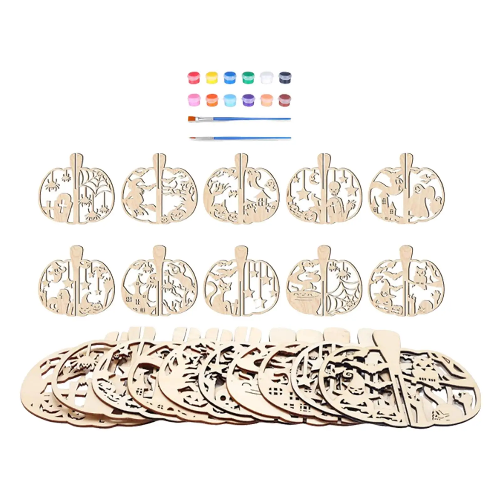 

20Pcs Wooden Pumpkin Cutouts Table Decorations Halloween Wooden Crafts DIY Crafts for Game Activities Home Party Classroom