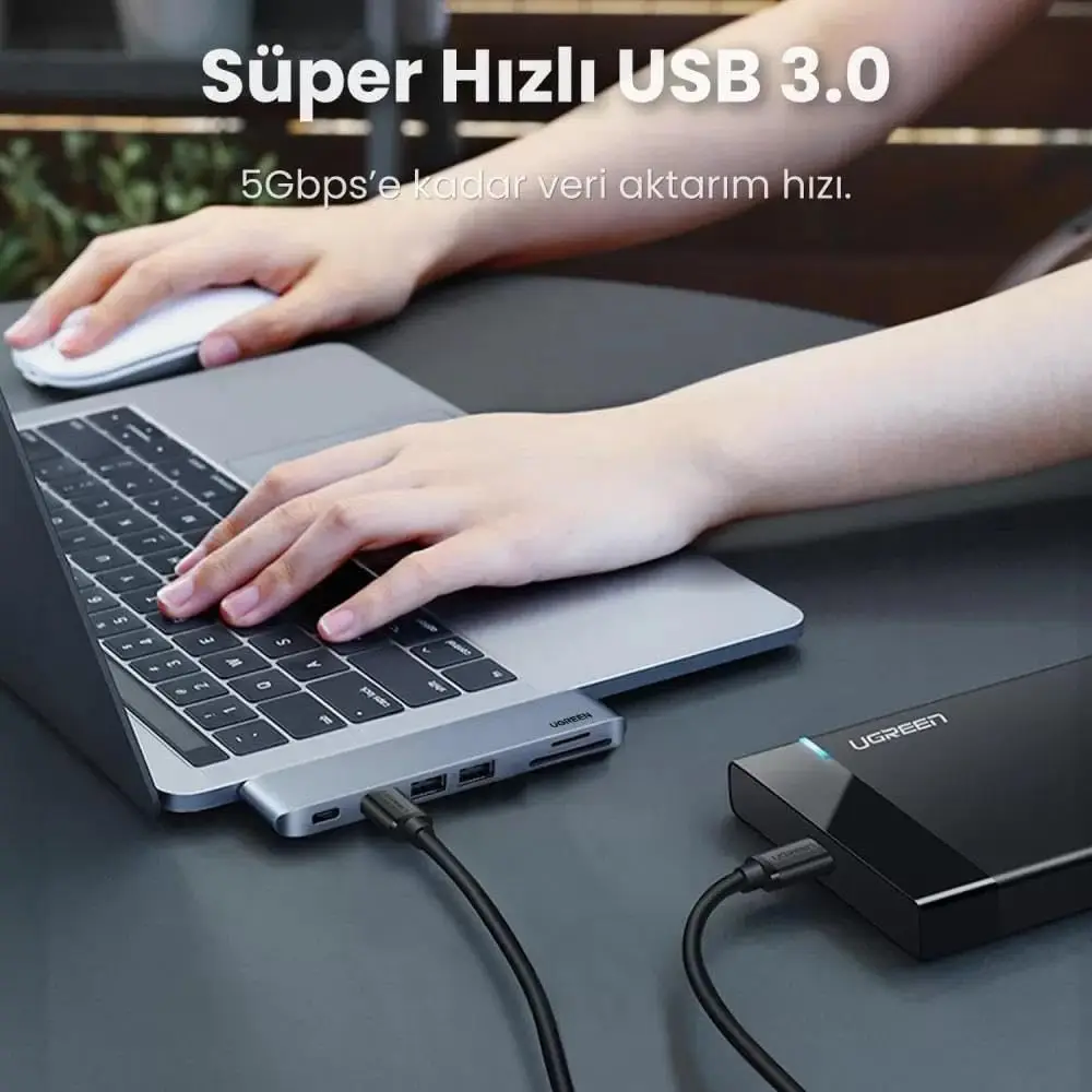 

UGREEN USB C Hub Adapter for MacBook with 4K-HDMI Thunderbolt 3 100W Power Delivery SD TF Card Reader and 2 USB 3.0 Ports