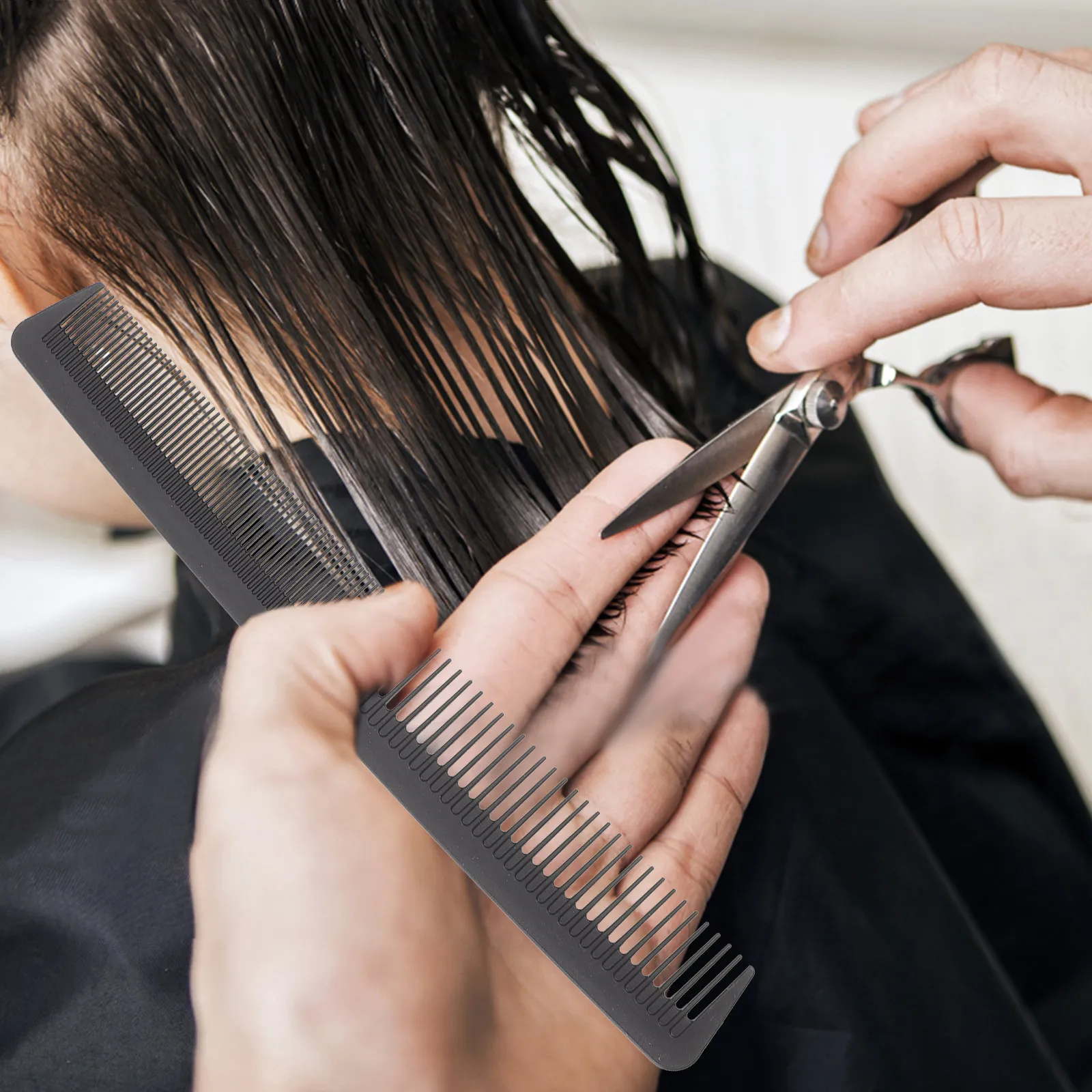 

Набор из 6 расчесок из углеродного волокна: тонкие и широкие зубчатые расчески для легкого распутывания волос, портативные парикмахерские расчески для женщин и мужчин