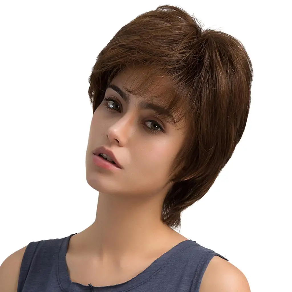 

Made of Hair Full Wig Short, , Natural Straight Ladies Wig,