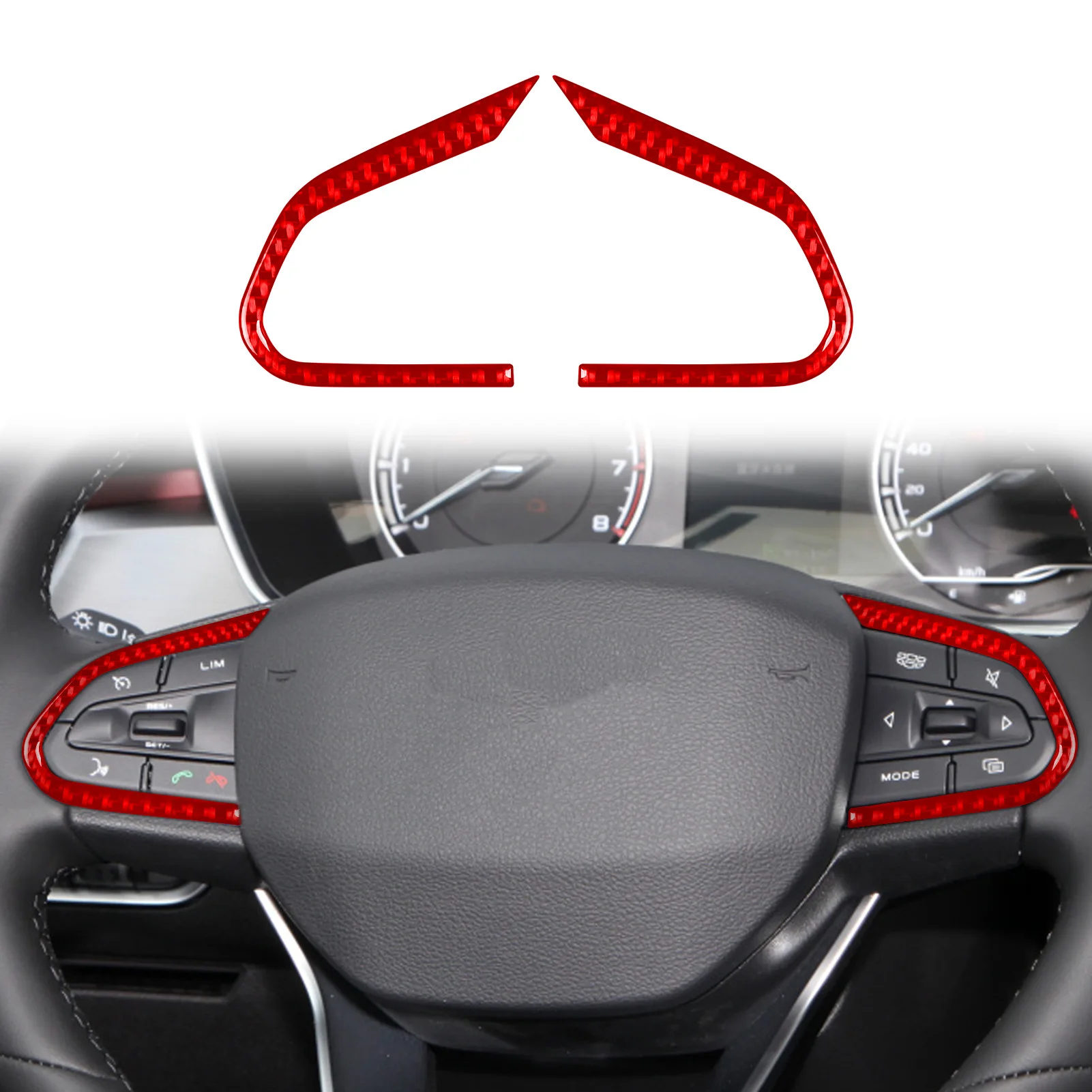 for Proton X50 for Geely Coolray Carbon Fiber Car Interior Modified Steering Wheel Button Decorative Frame Sticker Accessories