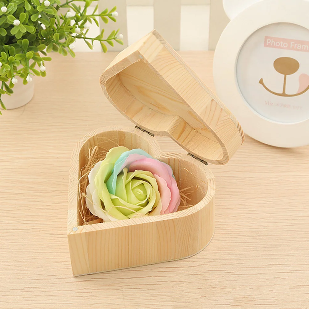 

1Pcs Heart-Shaped Gift Box Wooden Jewelry Storage Chest DIY Decoration Plain Unpainted Wooden Gift Case Recyclable Reusable