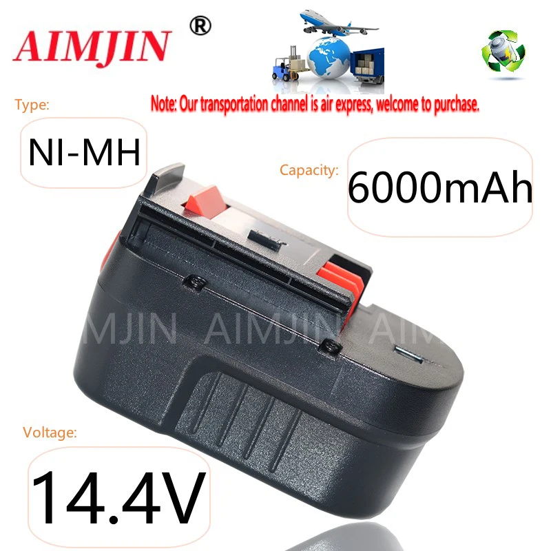 14.4V HPB14 For Black And Decker 6000mAh Ni-Mh Replacement Batteries Firestorm FSB14 FS140BX 499936-34