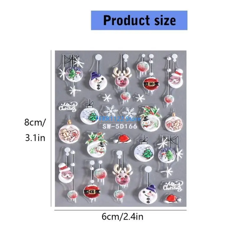 Y1uf Snowman Nails Decals Christmas Nails Art Adesions Snowflakes Adesivi Natale