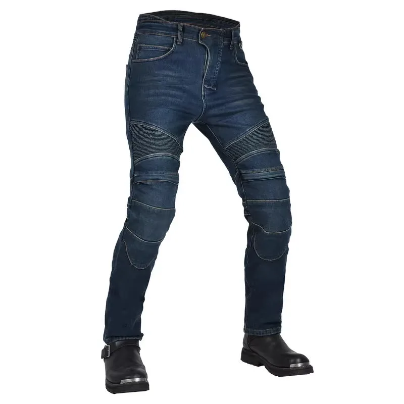 Volero Winter Motorcycle Riding Pants Velvet Inside Loose Straight Motocross Protection Jeans Knight Casual High Waist Trousers