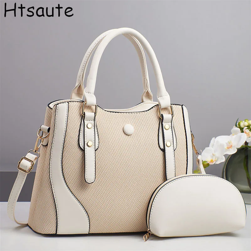 

2PC/SET Women PU Leather Tote Bag Large Capcity Handbags for Ladies Commuting Women's Bag Messenger Shoulder Bag Female Handbags