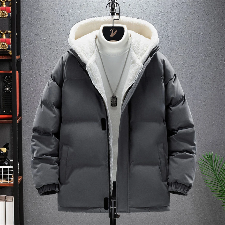 Winter Thick Padded Jacket Coat Men 6XL Plus Size Parkas Fashion Casual Solid Color Hooded Parkas Male Big Size 6XL