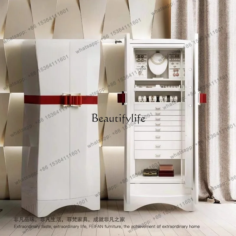 jj5  Best Seller Italian Light Luxury Bow Jewelry Safe Villa Luxury Designer Storage Cabinet