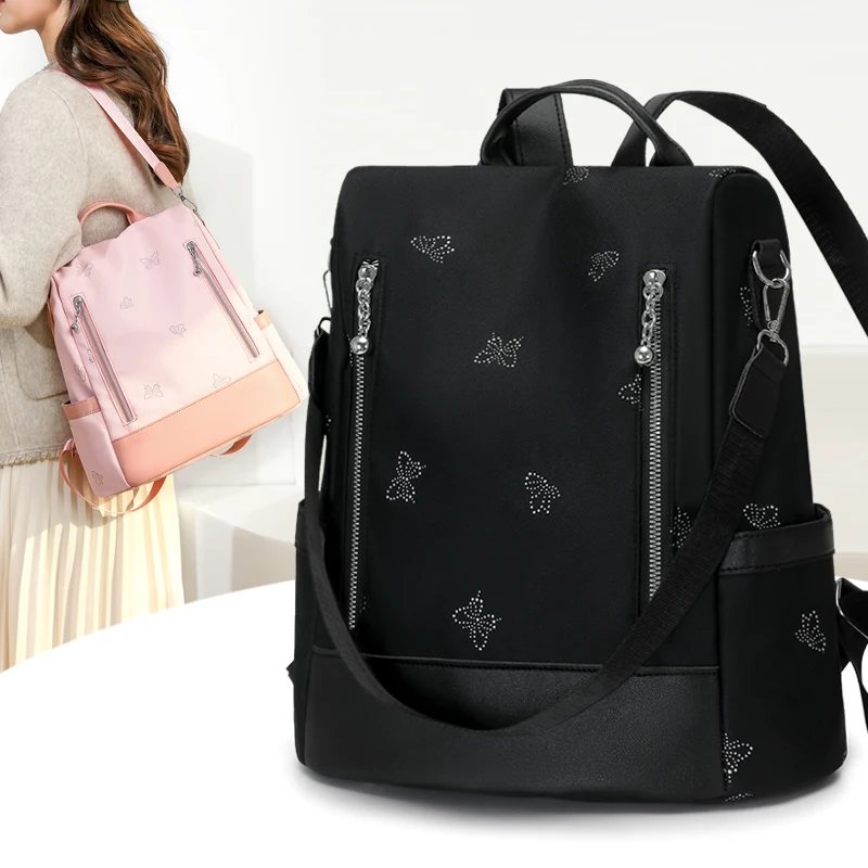 

Women's’ Nylon Backpack Fashion Casual Large Capacity Anti-Theft Daypack Ladies Travel Shoulder Bag Lightweight School Backpacks