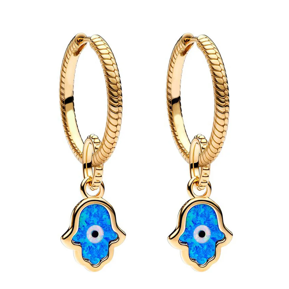 925 Sterling Silver Tour Paris Eiffel Tower Hamsa Hand Moments Halo Heart Fashion Drop Hoop Earrings For Women Gift DIY Jewelry