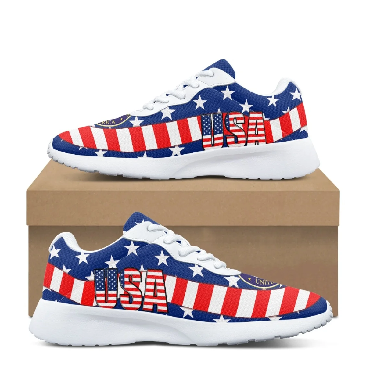 American Flag Print Design Women's Soft Jogging Shoes Fashion Sneaker Durable Gym Teen Sneakers Print On Demand tenis masculin