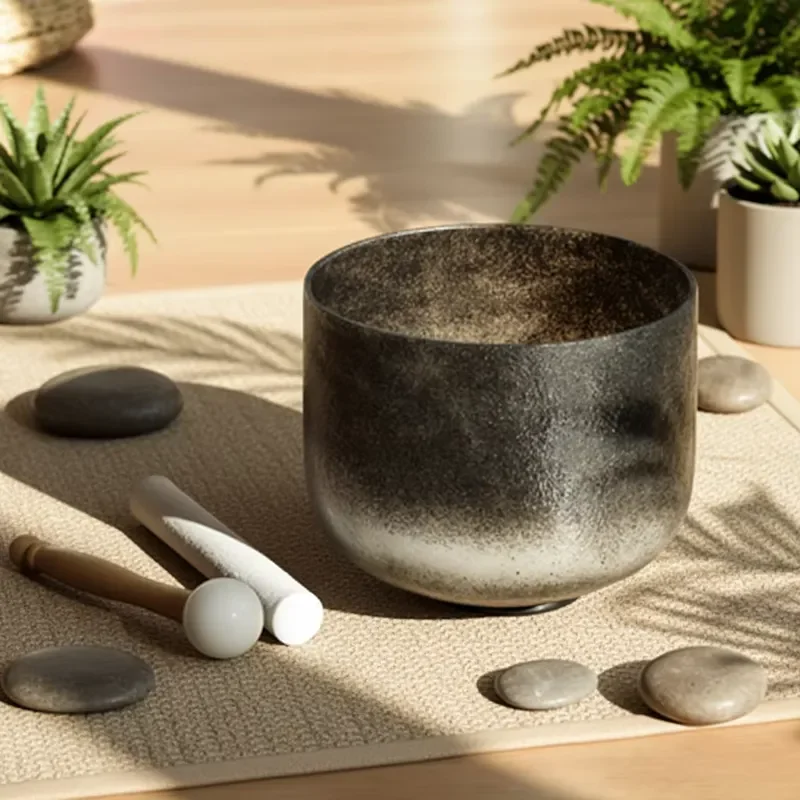 Celestial Crystal Singing Bowl Alchemy Sound Therapy High Purity Obsidian Quartz Tuner Meditation Tools Chakra Healing