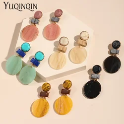 Trendy New Korean Big Drop Earrings For Women Fashion Jewelry Resin Geometric Long Earings Round Dangle Vintage Brincos Gift