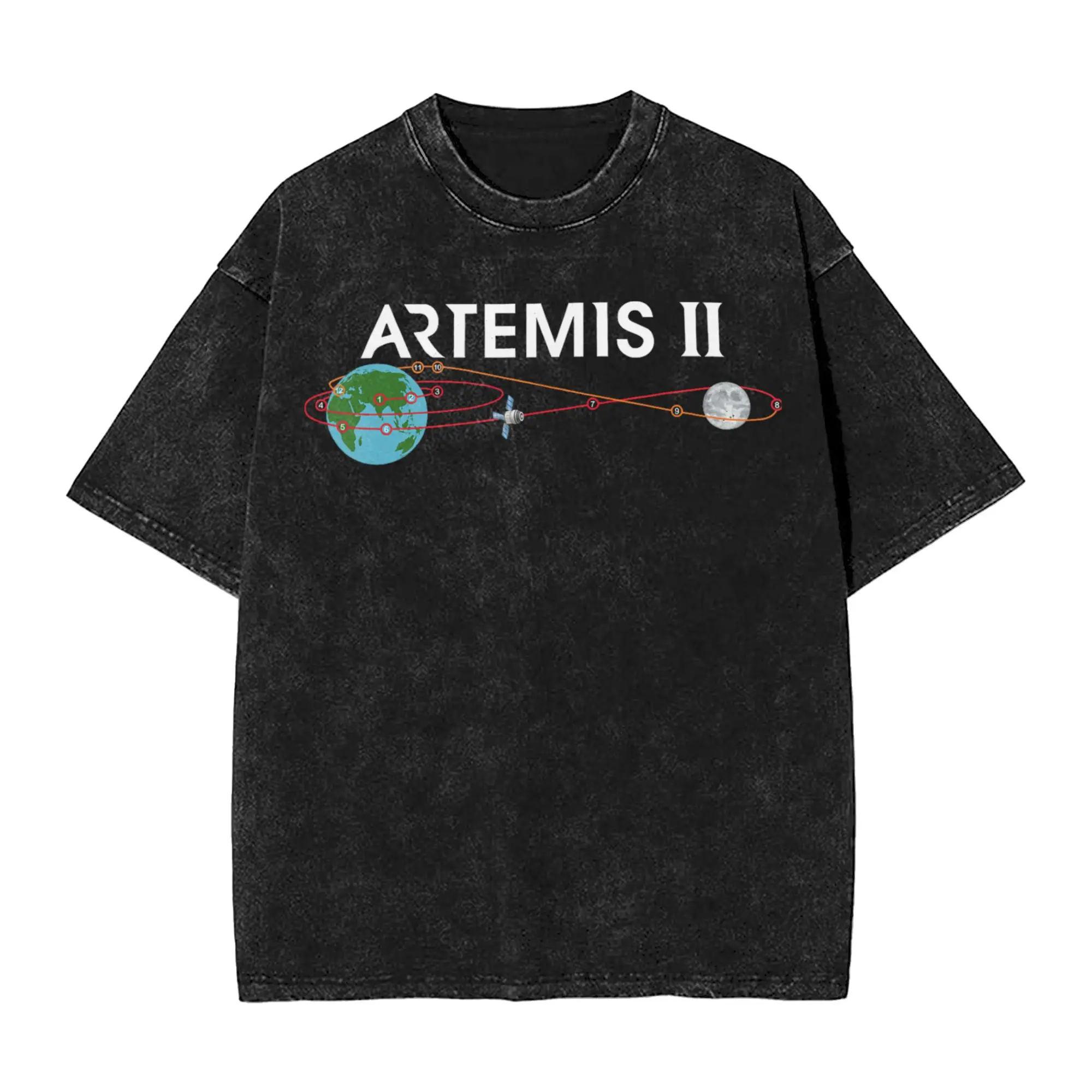 Artemis  Route Map SLS Rocket Launch Mission To The Moon T-Shirt for Men  Novelty Cotton Tees O Neck Short Sleeve T Shirts Tops