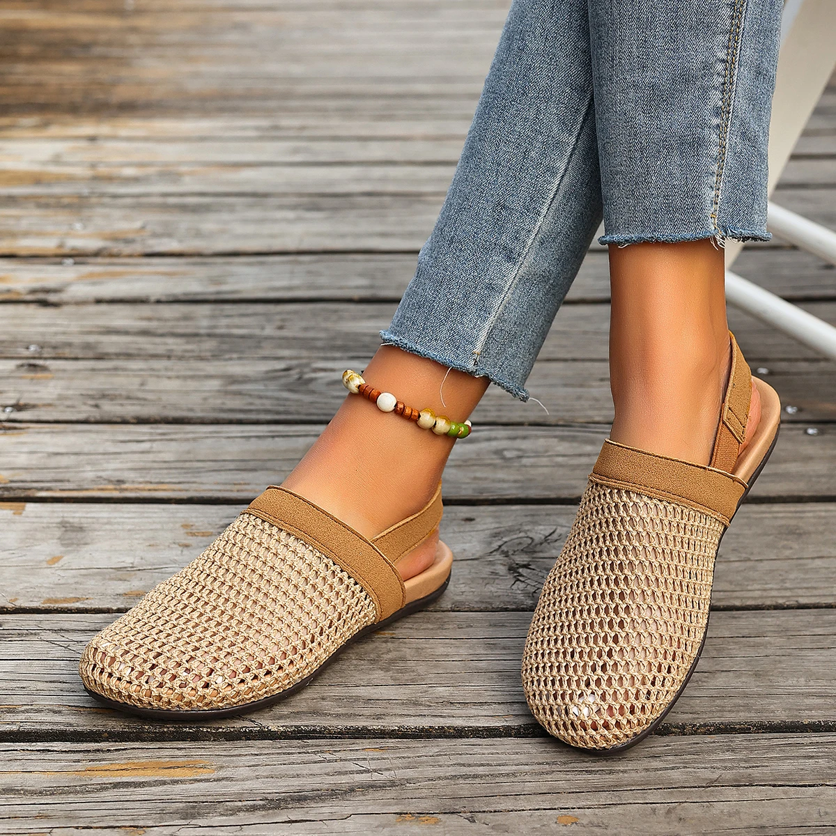 

Breathable Fisherman Sandals, Open Toe with Mesh Weave Upper & Elastic Ankle Strap, Comfortable Thick Sole Outdoor Hiking