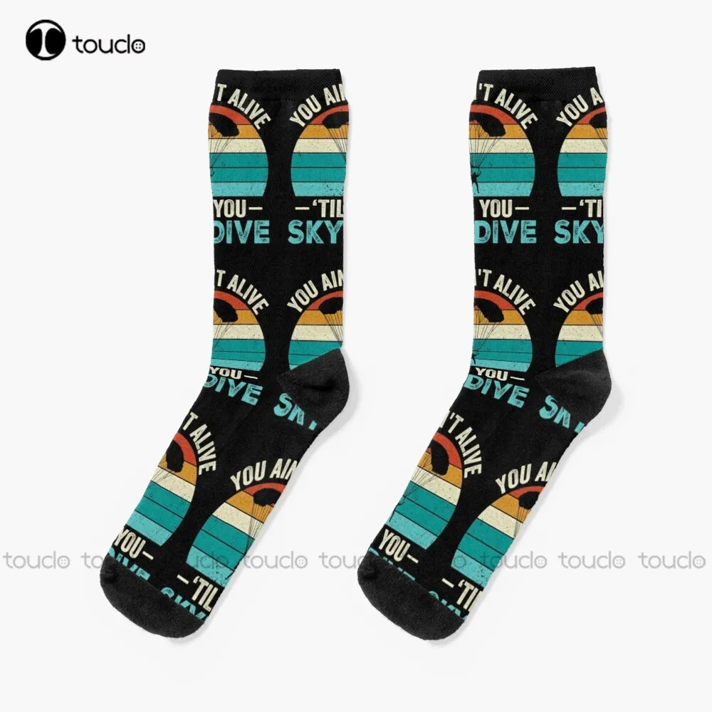 

You Ain'T Alive Till You Skydive Socks Cat Socks Women High Quality Cute Elegant Lovely Kawaii Cartoon Sweet Cotton Sock 1Pair