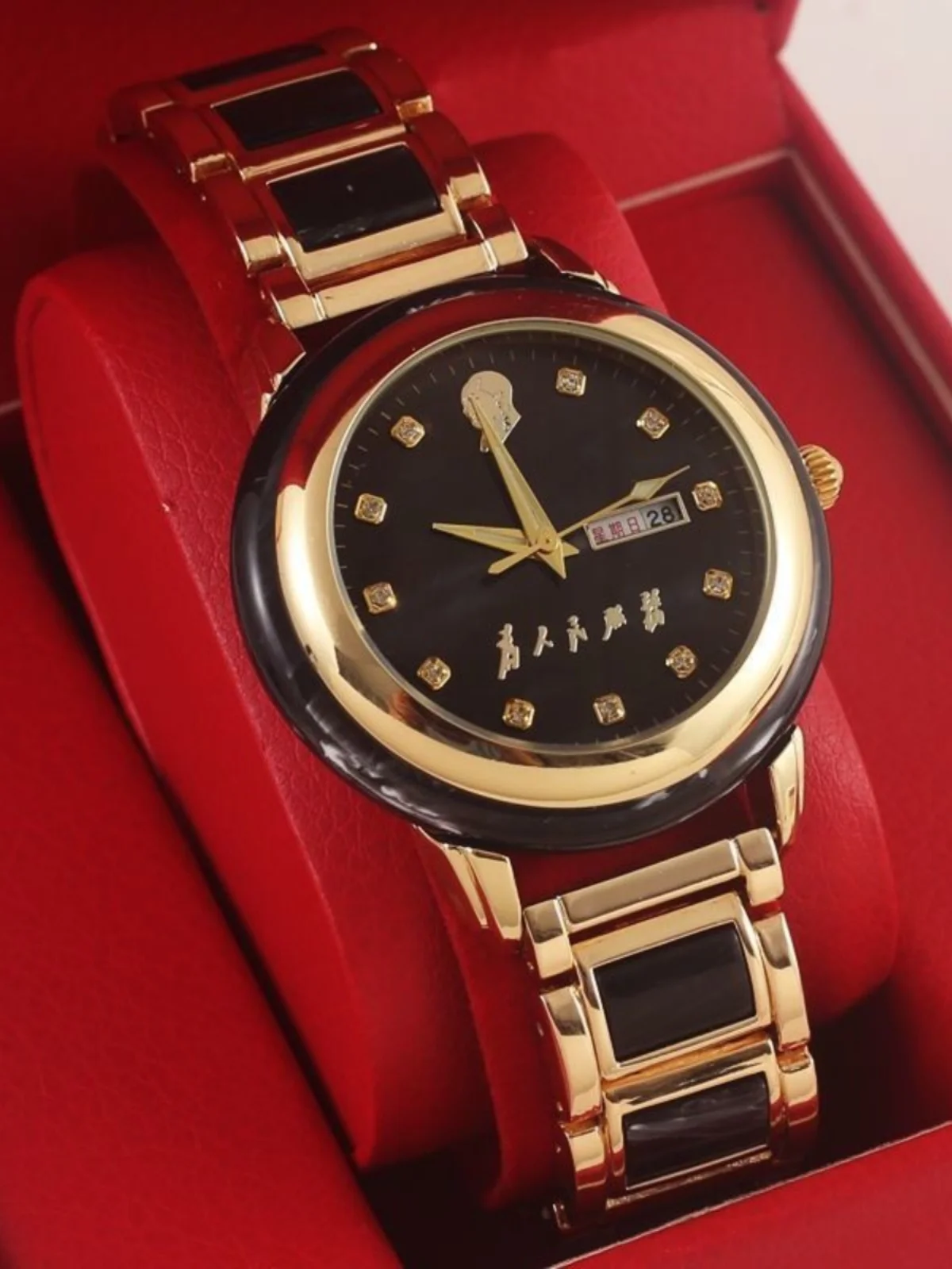 

Old brand fully automatic mechanical watch jadeite jade watch women's watch luminous calendar week black original factory