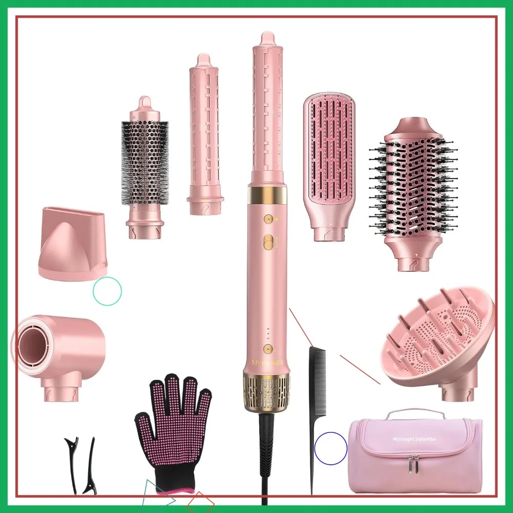 Secador de Pelo y Estilizador de Cabello 8 en 1 con Estuche de Viaje - Rizos Automáticos, Secado Rápido, Volumen sin Frizz