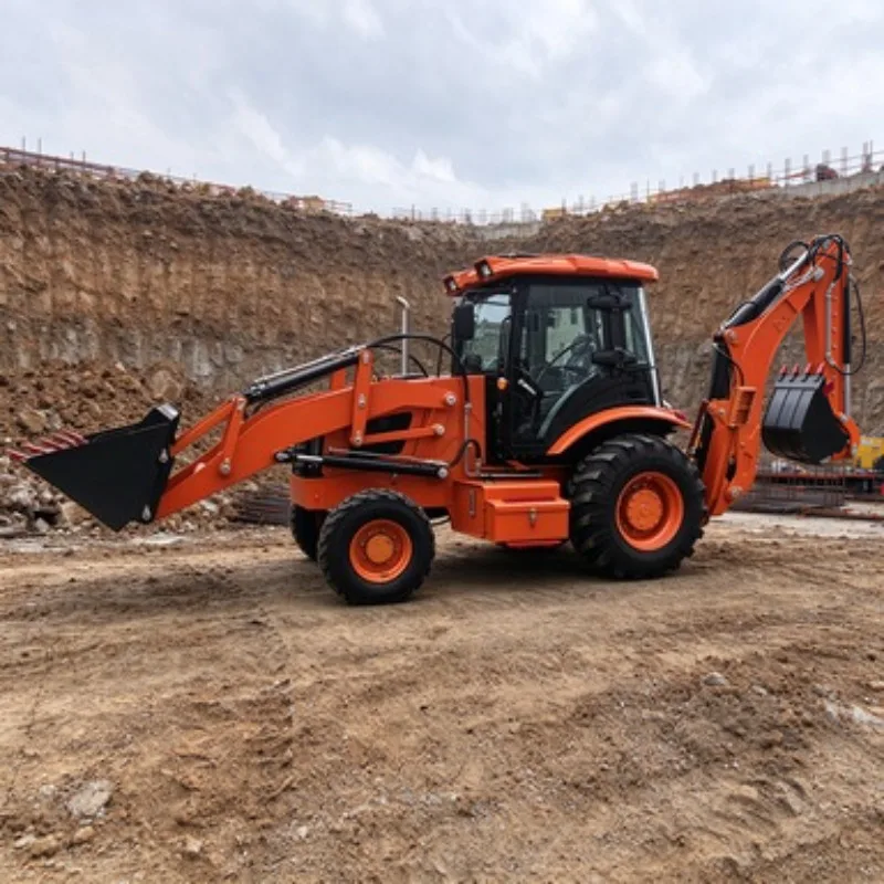 Mini Tractor Loader Backhoe with Front Bucket Backhoe Excavator 4x4 for Farm Garden Work Use Site Project Work