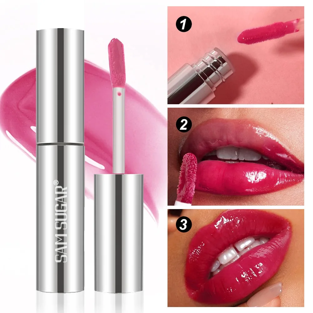 1Pc Mirror Lip Gloss Watery Shine Lip Glaze Hydrating Reduce Lip Lines Long Lasting High Pigment Glass Lip Makeup Cosmetics
