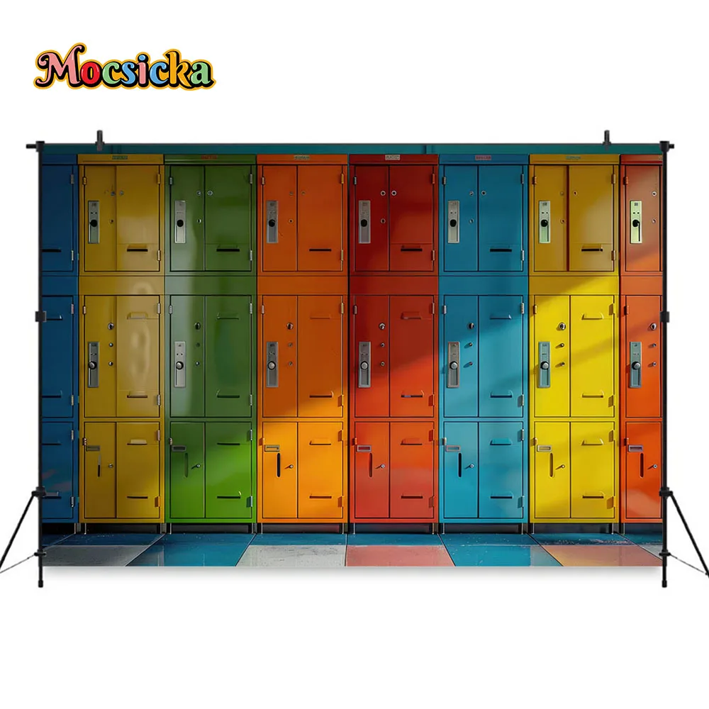 Fondo de fotografía colorido, taquillas Retro, Fondo de fiesta de cumpleaños, decoración de pastel para niños, estudio fotográfico