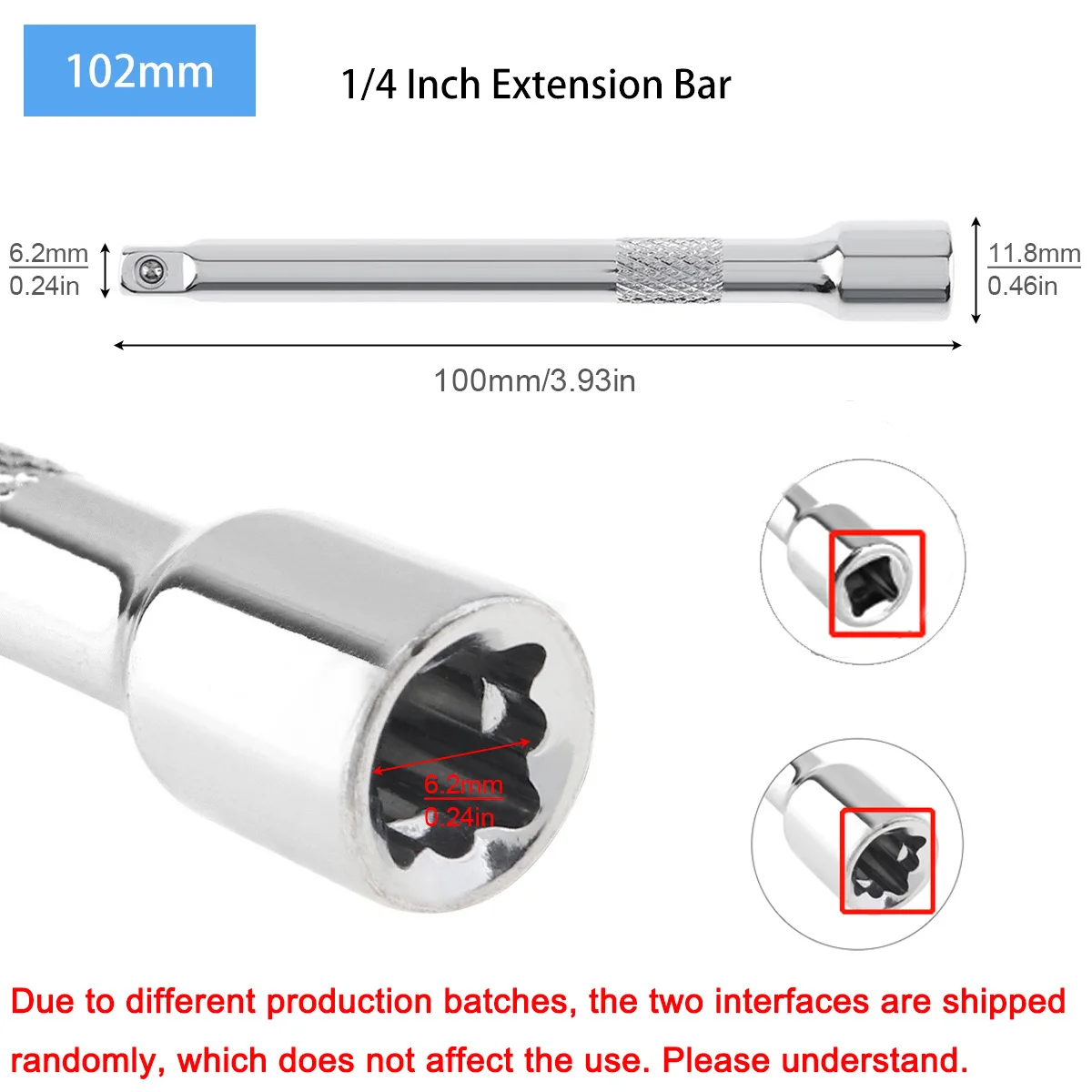 1pcs 1/4 Inch Extension Bar Socket Wrench Chromed Steel 51MM 75MM 102MM Drive Ratchet Socket Wrench Power Drill Adapter