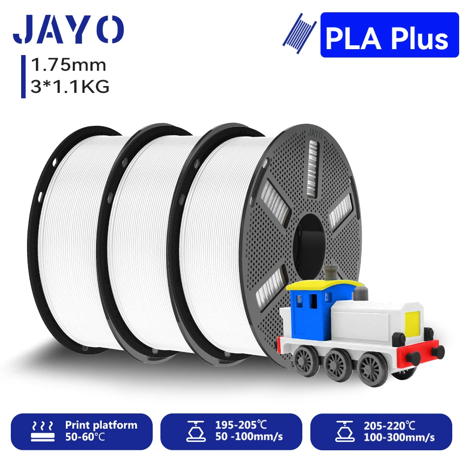 JAYO 3,3KG PLA+ Filament 1,75MM PLA Plus 3D-Drucker-Filament 1,1KG/Rolle für FDM, ordentlich gewickelt, farbenfrohes 3D-Druckmaterial für 3D-Drucker & 3D-Stifte