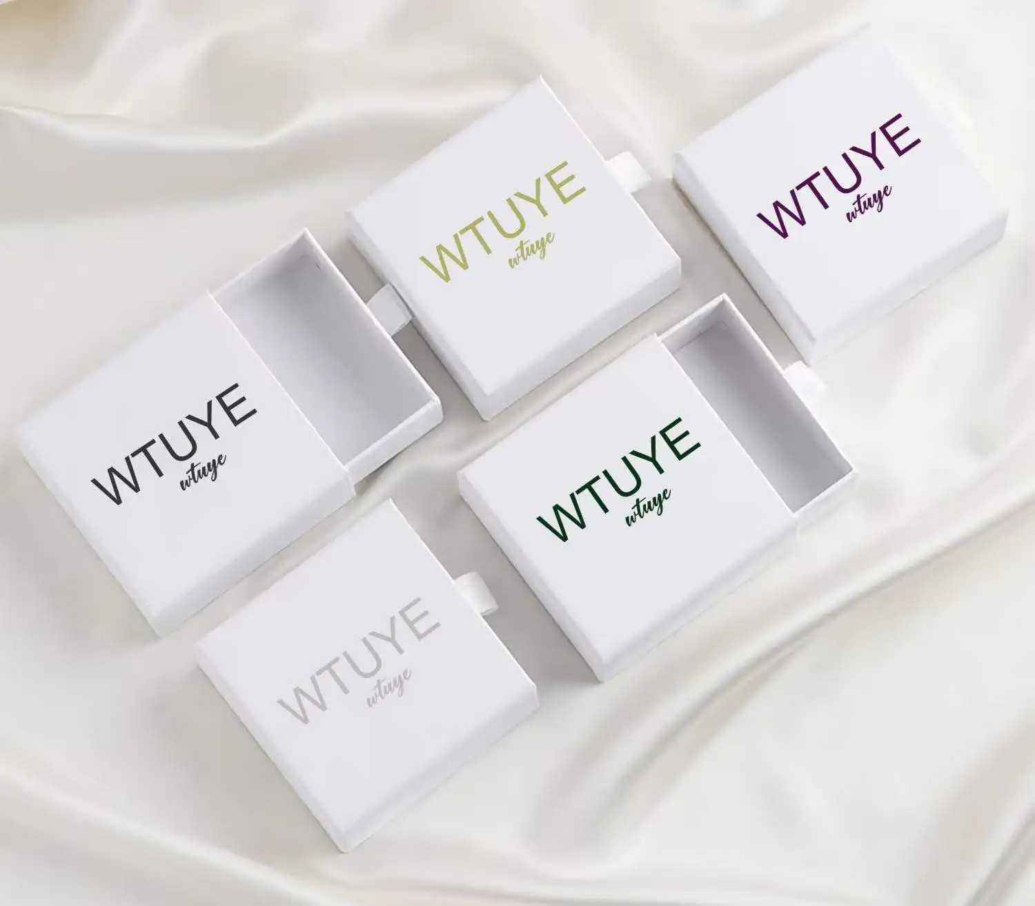 

50pcs Custom Square Drawer Boxes Sponge Custom Logo Personalized Jewelry Packaging for Earrings Necklaces Bracelets