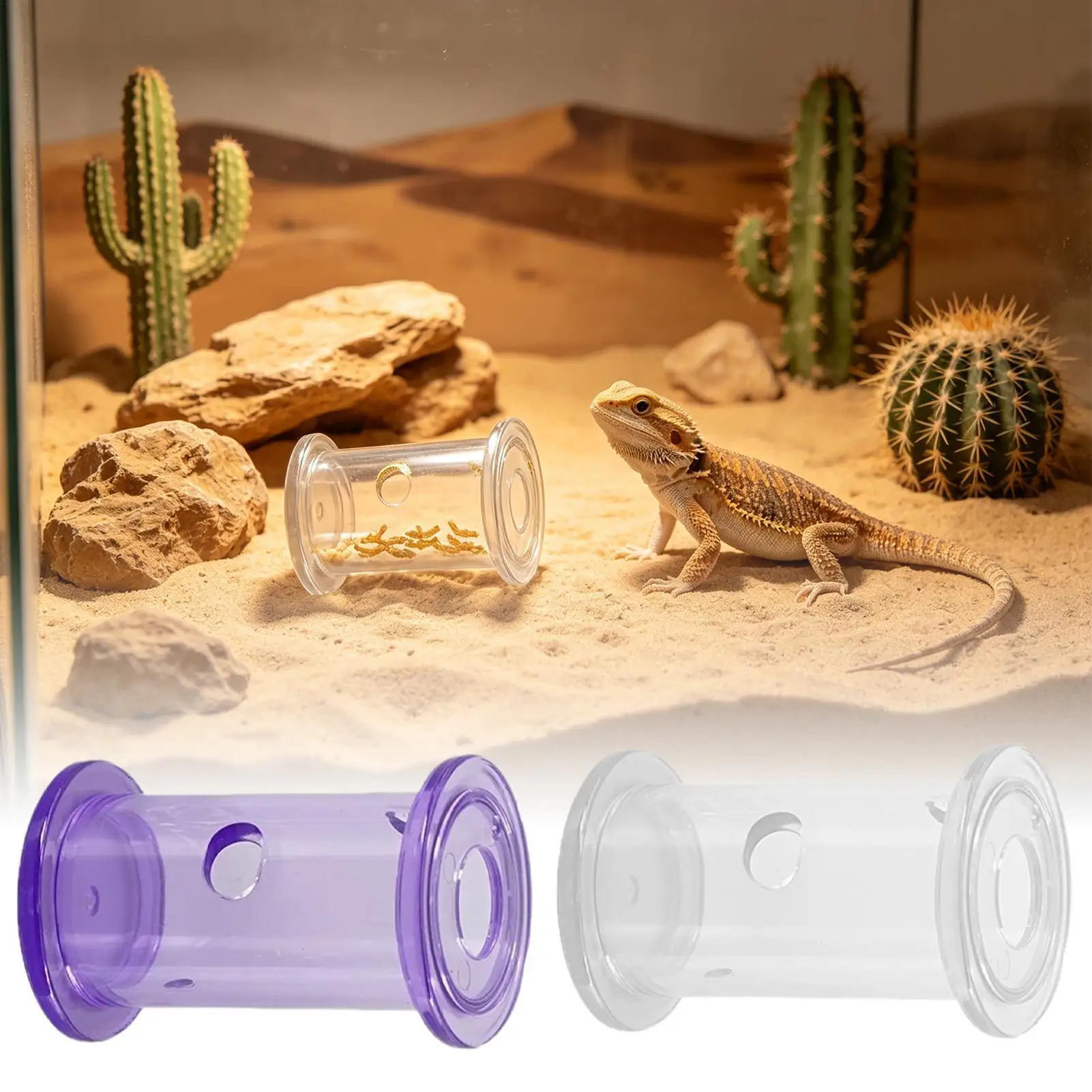 Comedero Lento para Reptiles, Cilindro Rodante Transparente, Juguetes de Forrajeo para Dragones Barbudos, Periquitos, Geckos, Lagartos, Loros